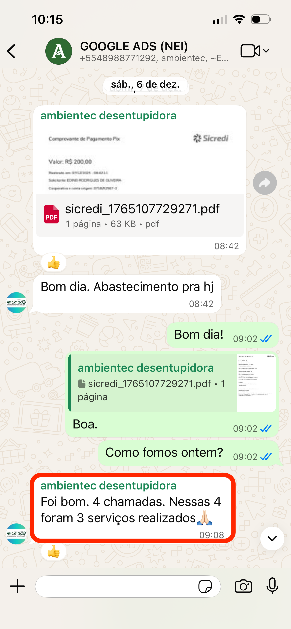 Depoimento WhatsApp