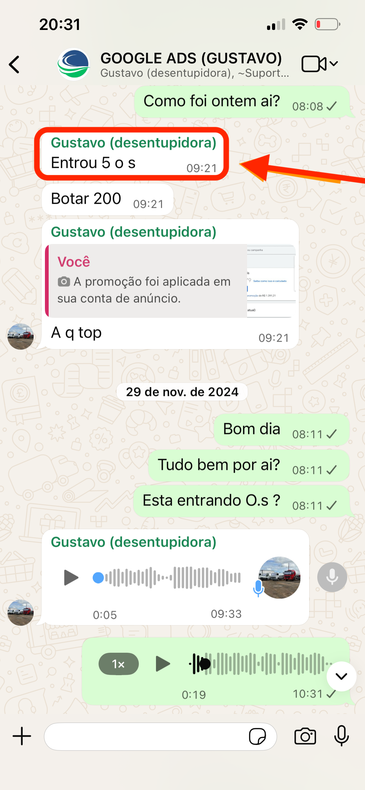Depoimento WhatsApp